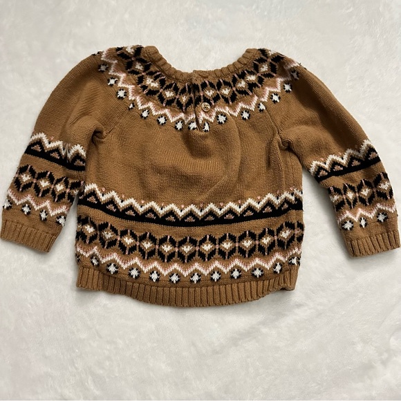 4/$20 Camel Fair Isle Knit Sweater 12-18m - Picture 2 of 5